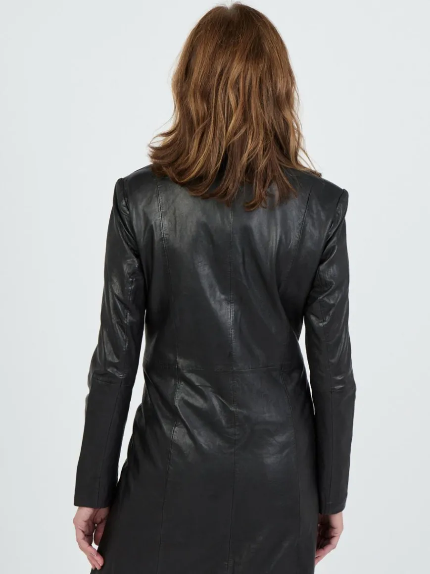 JCC Jacken & Westen*Damen Ledermantel schwarz uni