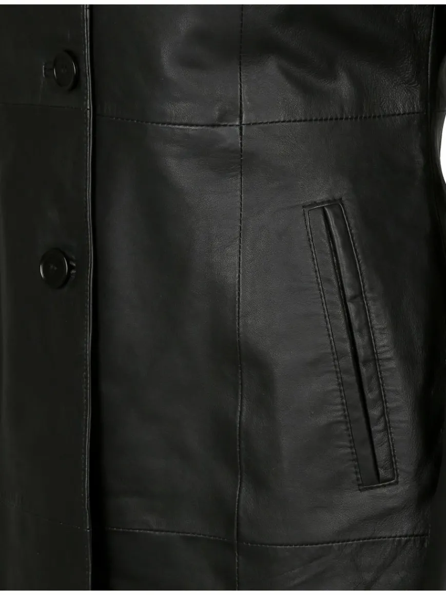 JCC Jacken & Westen*Damen Ledermantel schwarz uni