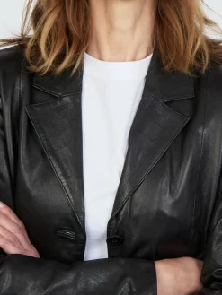 JCC Jacken & Westen*Damen Ledermantel schwarz uni