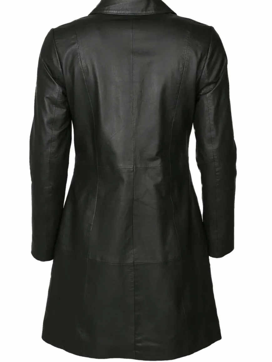 JCC Jacken & Westen*Damen Ledermantel schwarz uni
