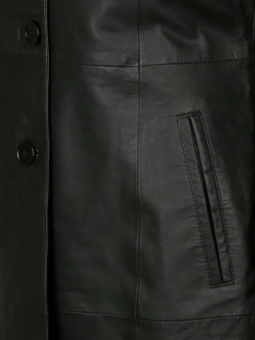 JCC Jacken & Westen*Damen Ledermantel schwarz uni