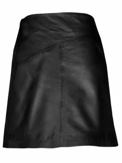 Maze Röcke*Damen Lederrock schwarz uni