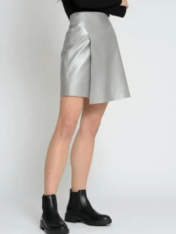 Maze Röcke*Damen Lederrock silber uni