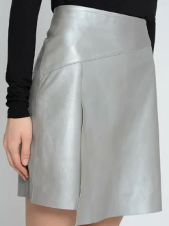 Maze Röcke*Damen Lederrock silber uni