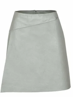 Maze Röcke*Damen Lederrock silber uni