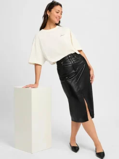 BOSS Orange Röcke*Damen Lederrock - C_Vilera schwarz uni