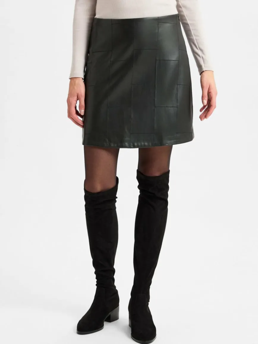 Opus Röcke*Damen Lederrock - Romela schwarz uni