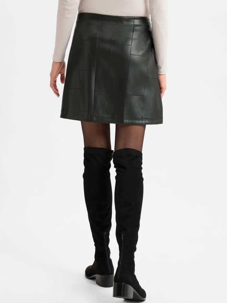Opus Röcke*Damen Lederrock - Romela schwarz uni