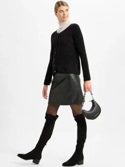 Opus Röcke*Damen Lederrock - Romela schwarz uni