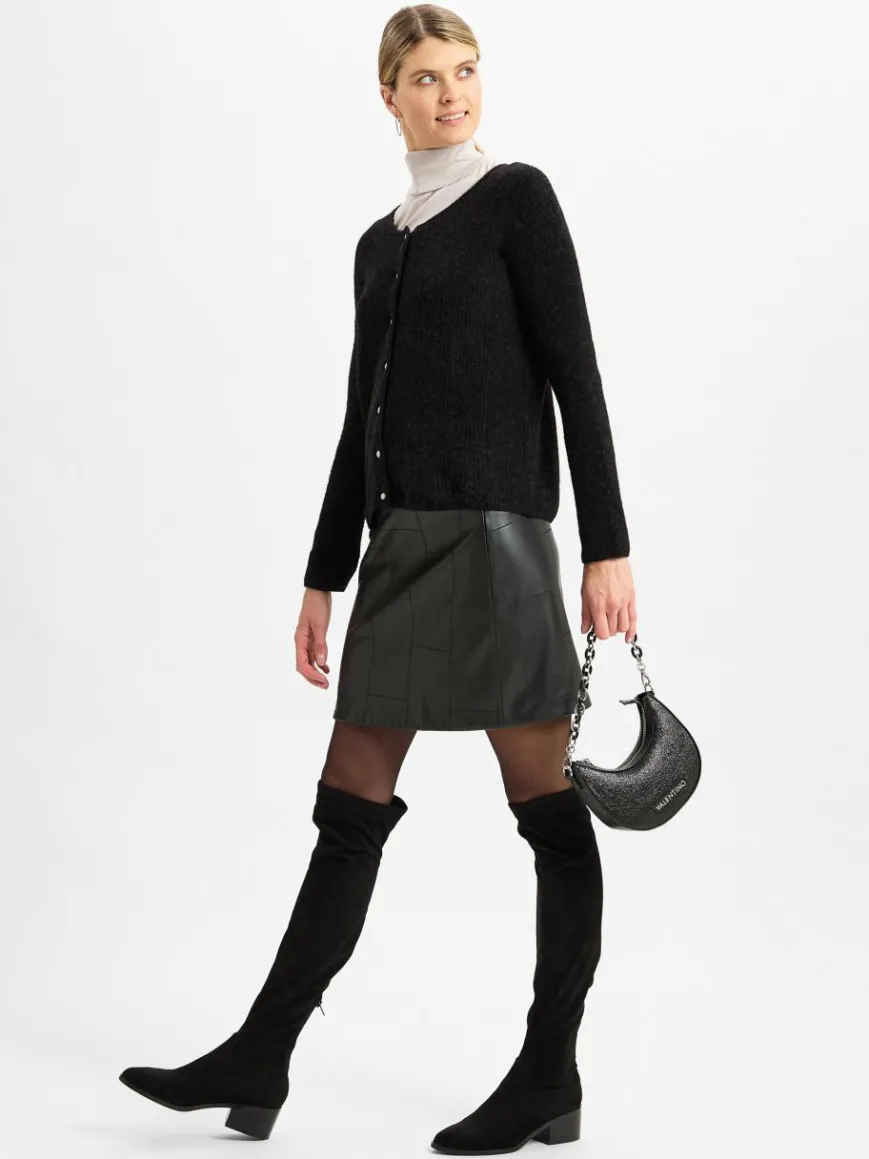 Opus Röcke*Damen Lederrock - Romela schwarz uni