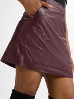 Y.A.S Röcke*Damen Lederrock - Yaslyma bordeaux uni