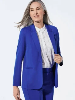 Goldner Blazer*Damen Leichtblazer - Damenblazer mit Reverskragen und Paspeltaschen royal uni
