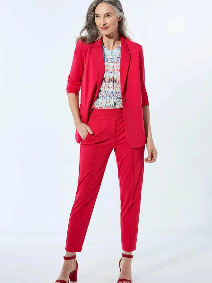Goldner Blazer*Damen Leichtblazer - Damenblazer mit Reverskragen und Paspeltaschen rot uni