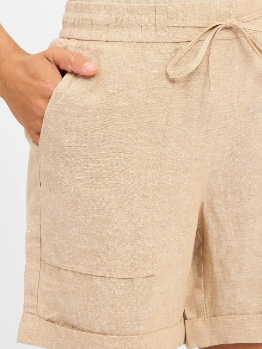 Opus Hosen*Damen Leinen-Bermuda - Melane beige meliert