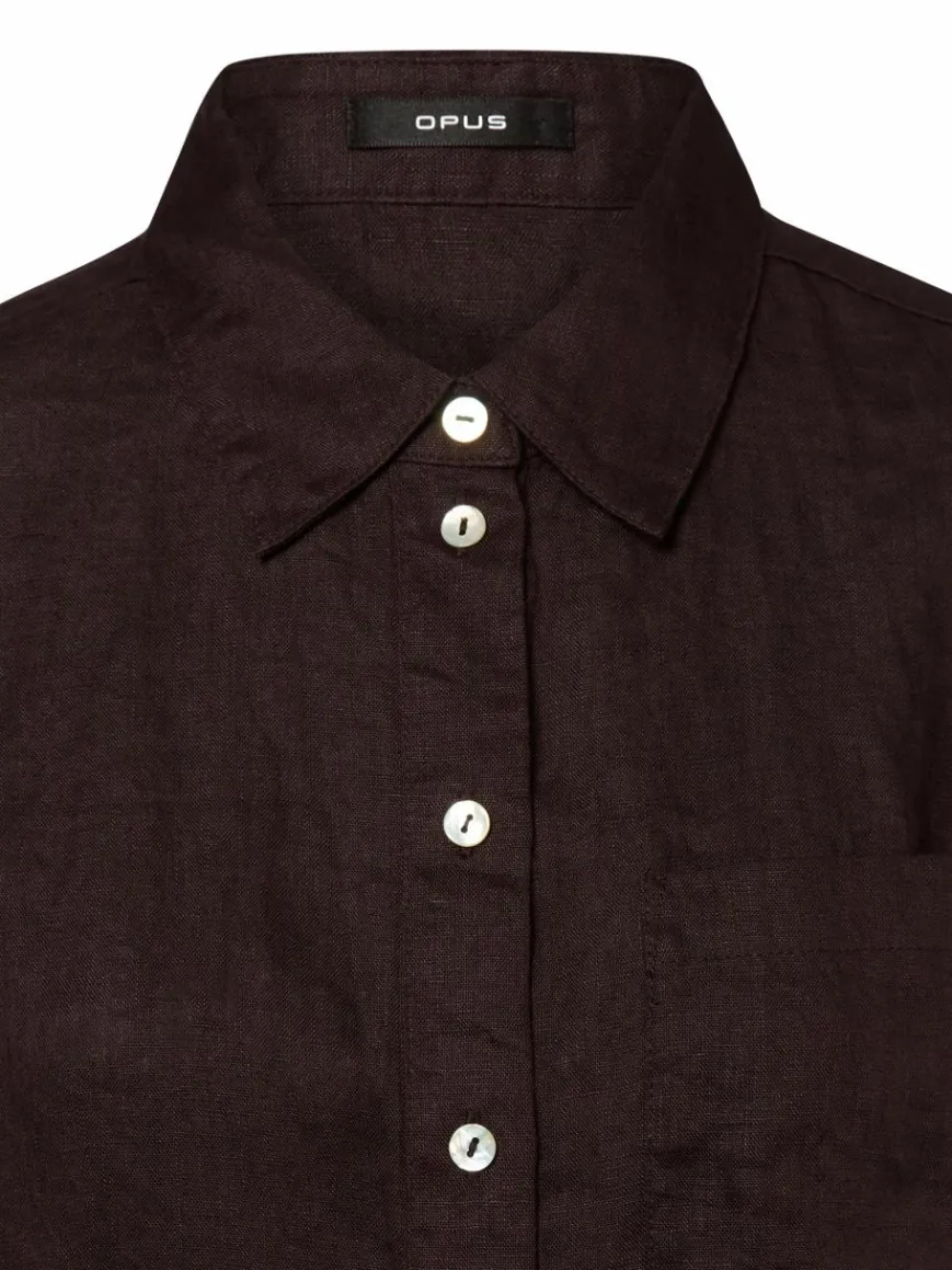 Opus Blusen*Damen Leinenbluse schoko uni