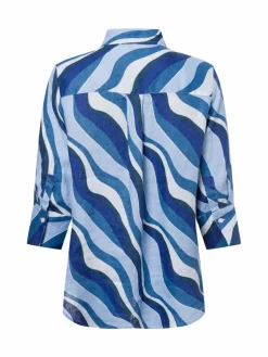 Marie Lund Blusen*Damen Leinenbluse - Rihab blau hellblau gemustert