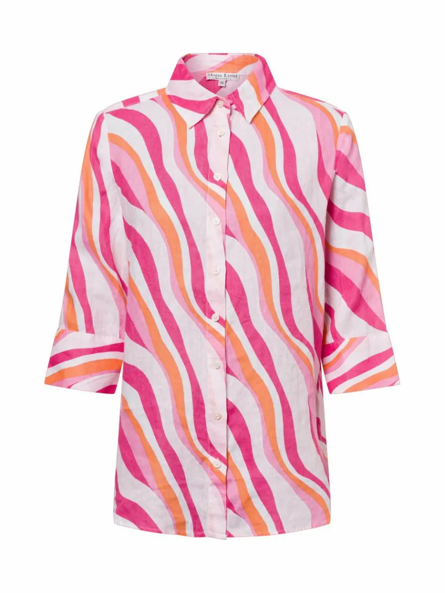 Marie Lund Blusen*Damen Leinenbluse - Rihab rosa pink gemustert