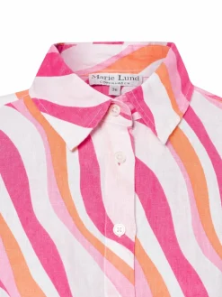 Marie Lund Blusen*Damen Leinenbluse - Rihab rosa pink gemustert