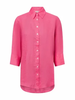 Marie Lund Blusen*Damen Leinenbluse - Rihab koralle uni