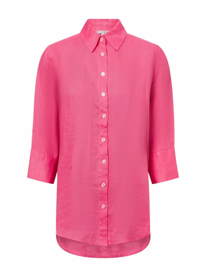 Marie Lund Blusen*Damen Leinenbluse - Rihab koralle uni