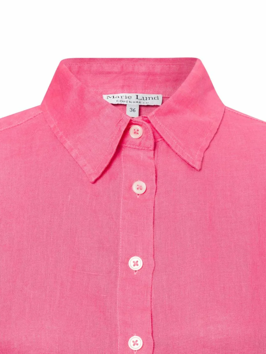 Marie Lund Blusen*Damen Leinenbluse - Rihab koralle uni