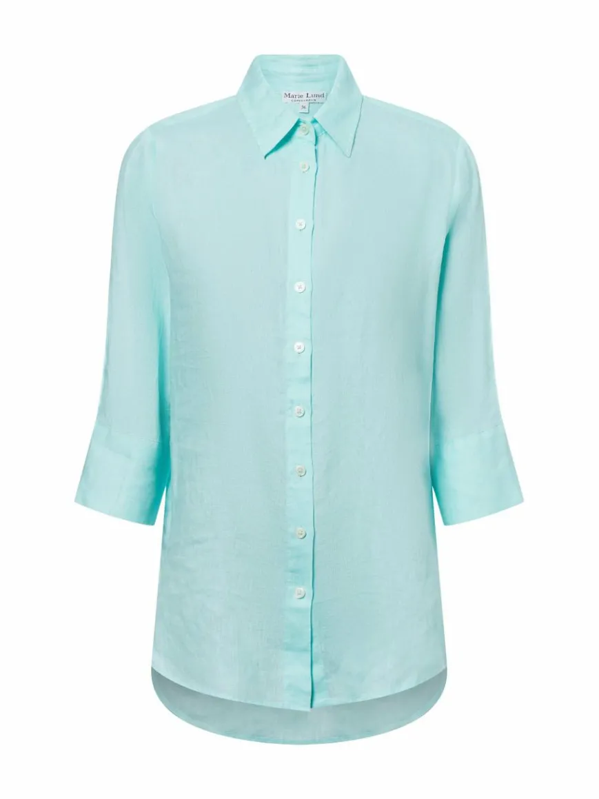 Marie Lund Blusen*Damen Leinenbluse - Rihab türkis uni
