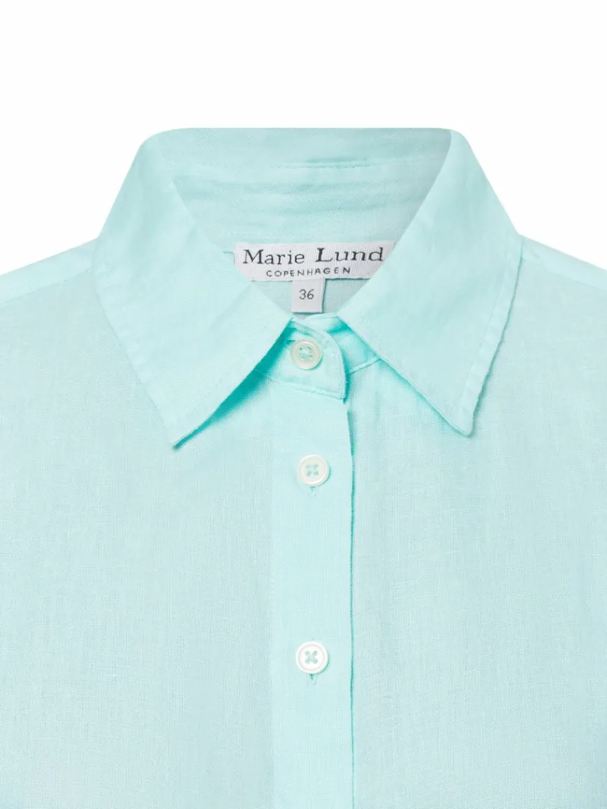Marie Lund Blusen*Damen Leinenbluse - Rihab türkis uni