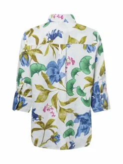 Marie Lund Blusen*Damen Leinenbluse - Rihab weiß mehrfarbig gemustert