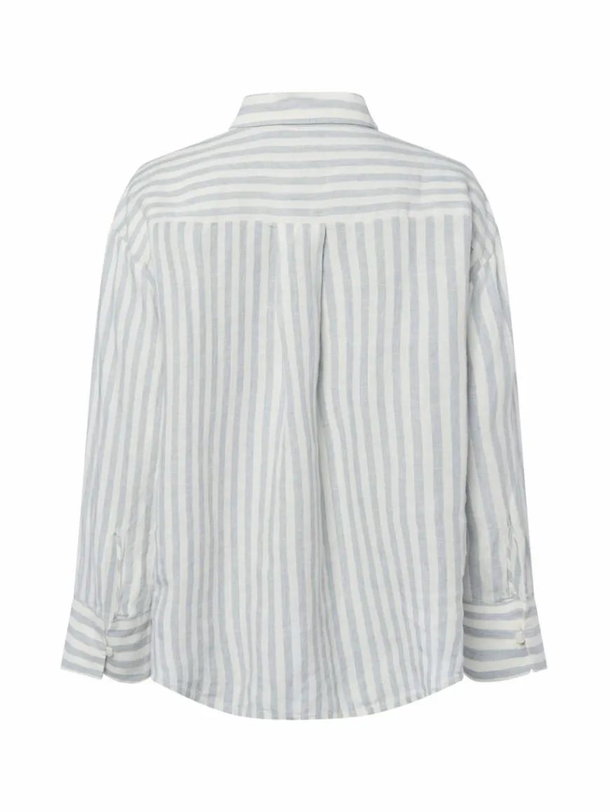 Tommy Hilfiger Blusen*Damen Leinen-Hemdbluse hellblau weiß gestreift