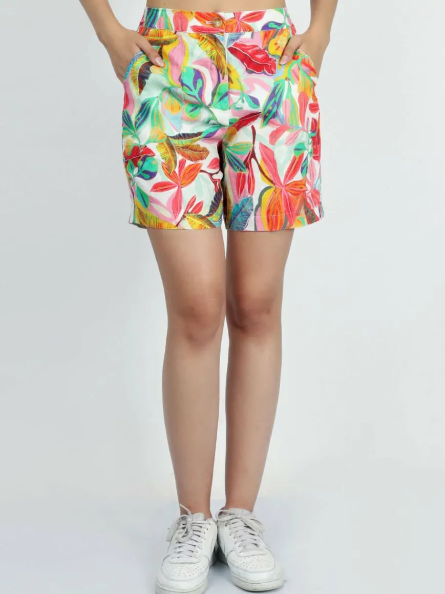 Vicci Germany Hosen*Damen Leinenshort mehrfarbig bedruckt