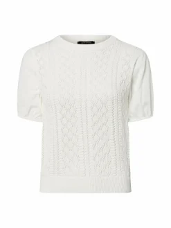 More & More Pullover & Strickjacken*Damen Lochstrick-Kurzarm-Pullover weiß uni