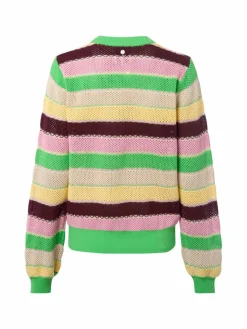 Nümph Pullover & Strickjacken*Damen Lochstrickpullover - NUMiva gras mehrfarbig gestreift