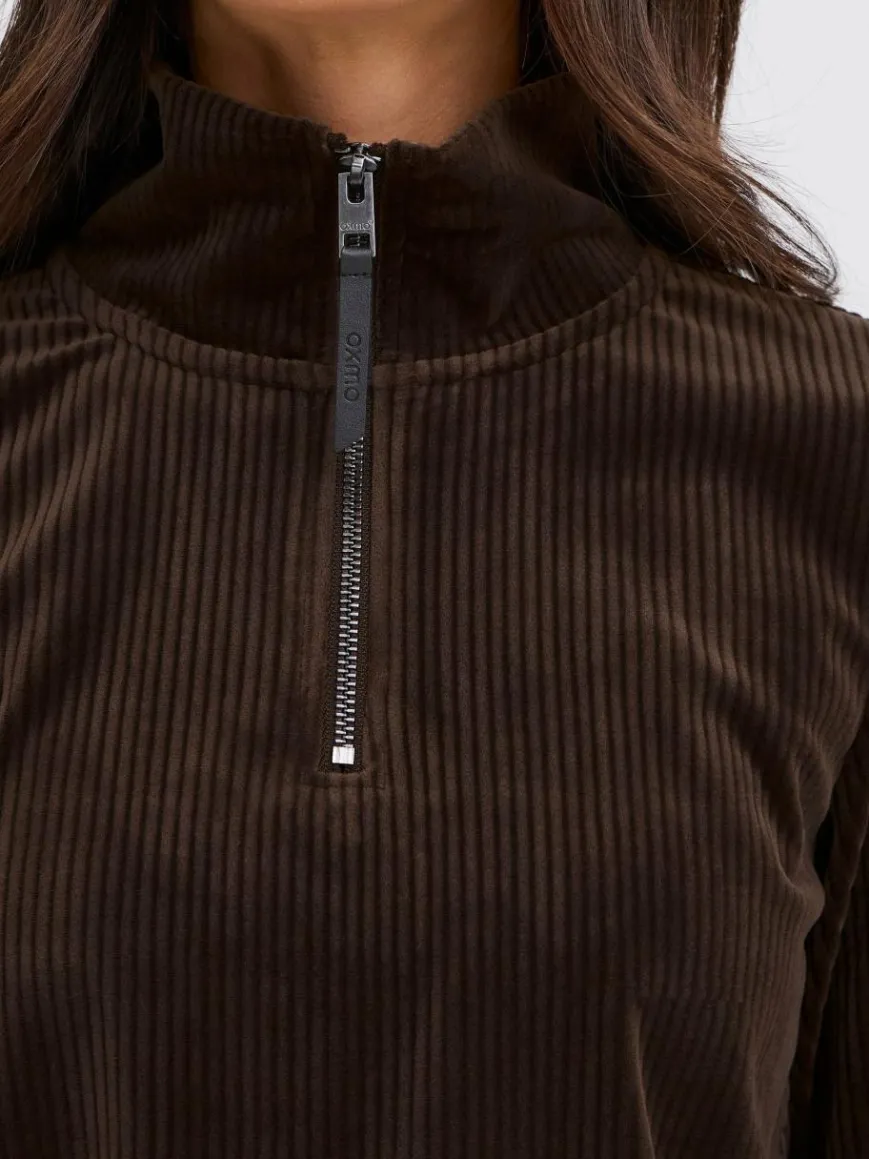 OXMO Sweatshirts & Sweatjacken*Damen Longsweatshirt - OXEBBA braun uni