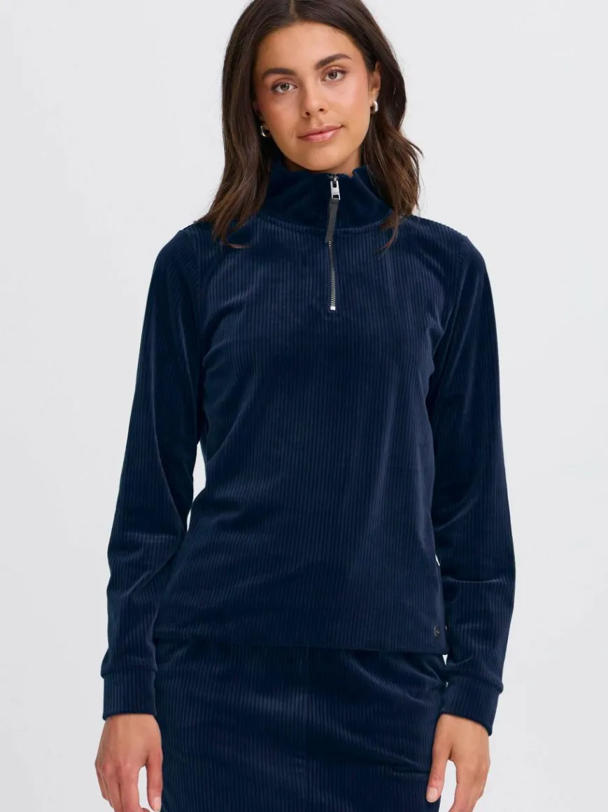 OXMO Sweatshirts & Sweatjacken*Damen Longsweatshirt - OXEBBA blau uni