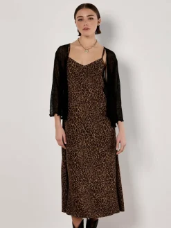 Apricot Kleider*Damen Maxikleid braun bedruckt