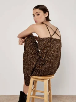 Apricot Kleider*Damen Maxikleid braun bedruckt