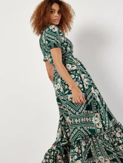 Apricot Kleider*Damen Maxikleid grün gemustert