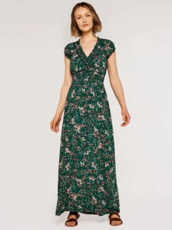 Apricot Kleider*Damen Maxikleid grün gemustert