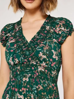 Apricot Kleider*Damen Maxikleid grün gemustert