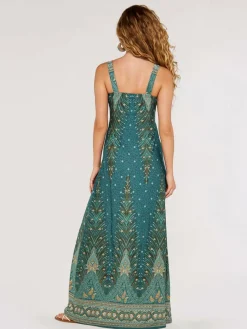 Apricot Kleider*Damen Maxikleid blau gemustert