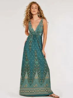 Apricot Kleider*Damen Maxikleid blau gemustert