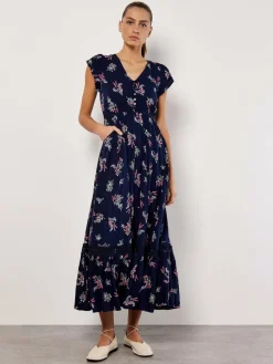 Apricot Kleider*Damen Maxikleid marine gemustert