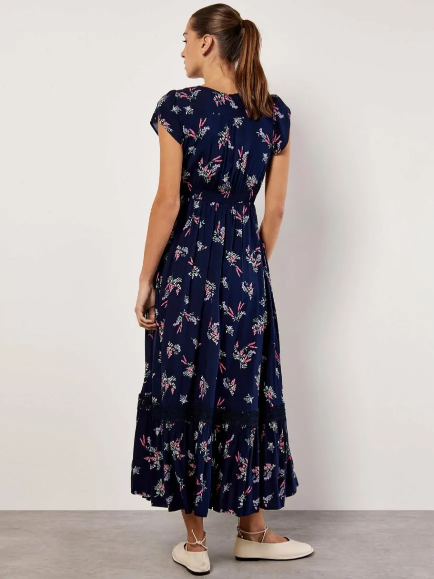 Apricot Kleider*Damen Maxikleid marine gemustert