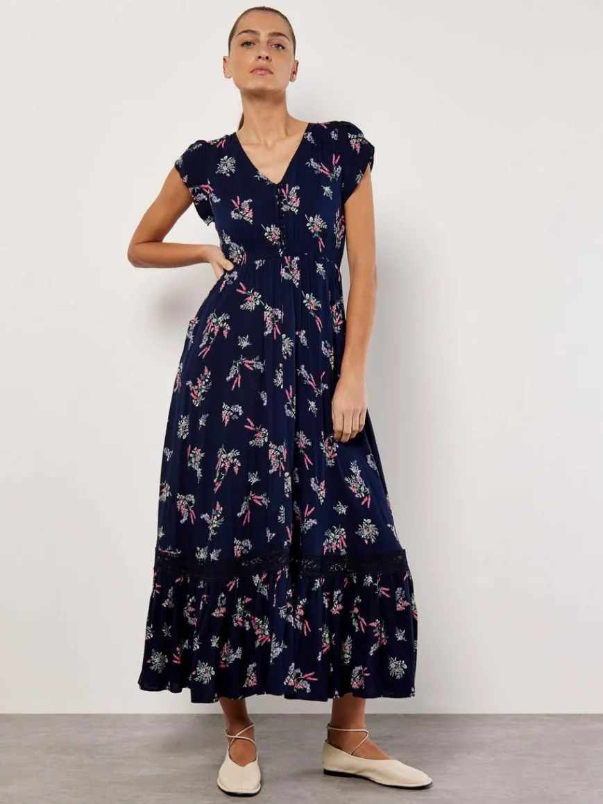 Apricot Kleider*Damen Maxikleid marine gemustert