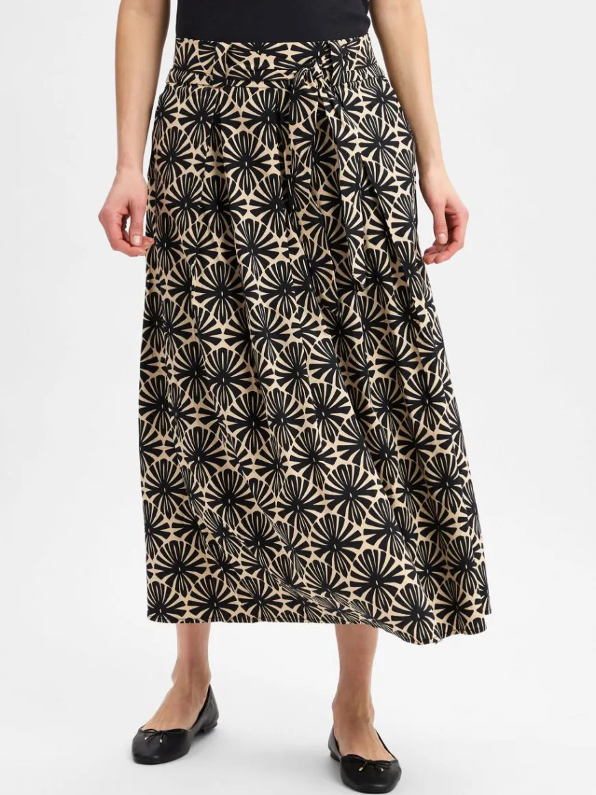 More & More Röcke*Damen Maxirock melange schwarz gemustert