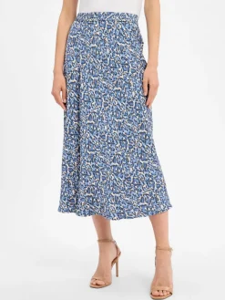 Olsen Röcke*Damen Maxirock blau mehrfarbig gemustert