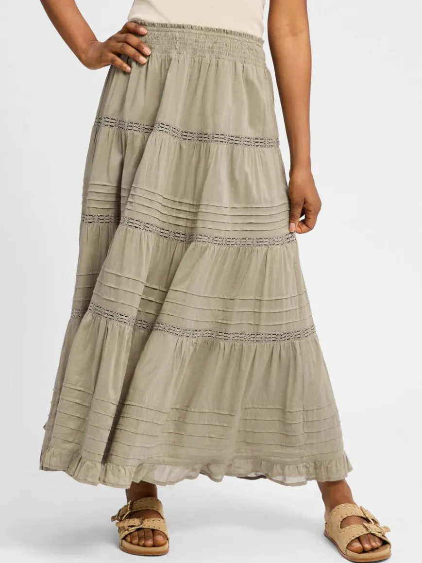 Neo Noir Röcke*Damen Maxirock - Felicia schilf uni