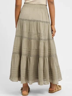 Neo Noir Röcke*Damen Maxirock - Felicia schilf uni