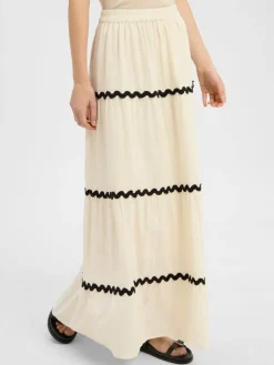 Vila Röcke*Damen Maxirock - Vimanda Wavy beige uni