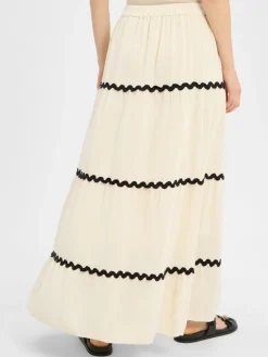 Vila Röcke*Damen Maxirock - Vimanda Wavy beige uni